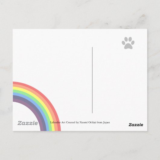 黒いラブラドールの小走りに走る記念の郵便はがき ポストカード (裏面)