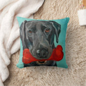 黒いラブラドールの枕 クッション (ブランケット)