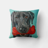 黒いラブラドールの枕 クッション (裏面)