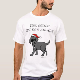 黒いラブラドールの漫画のクリスマスのワイシャツ Tシャツ