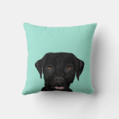 黒いラブラドールの犬枕-かわいい黒いラボ クッション (裏面)