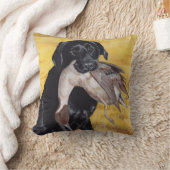黒いラブラドールの猟犬 クッション (ブランケット)