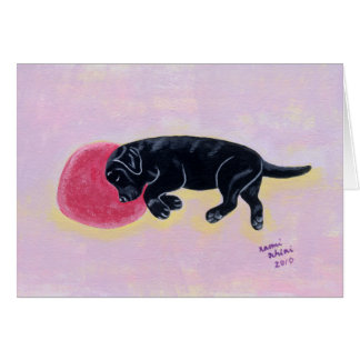 黒いラブラドールの睡眠の絵画