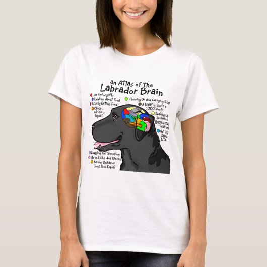 黒いラブラドールの頭脳の地図書 Tシャツ (正面)