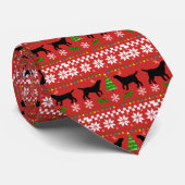 黒いラブラドールの(雄ジカの)枝角のクリスマスパターン ネクタイ (ロール)