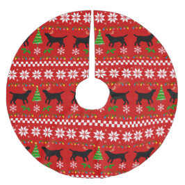 黒いラブラドールの(雄ジカの)枝角の醜いクリスマスパターン ブラッシュドポリエステルツリースカート