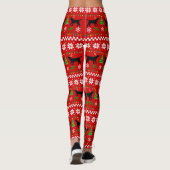 黒いラブラドールの(雄ジカの)枝角の醜いクリスマスパターン レギンス (裏面)