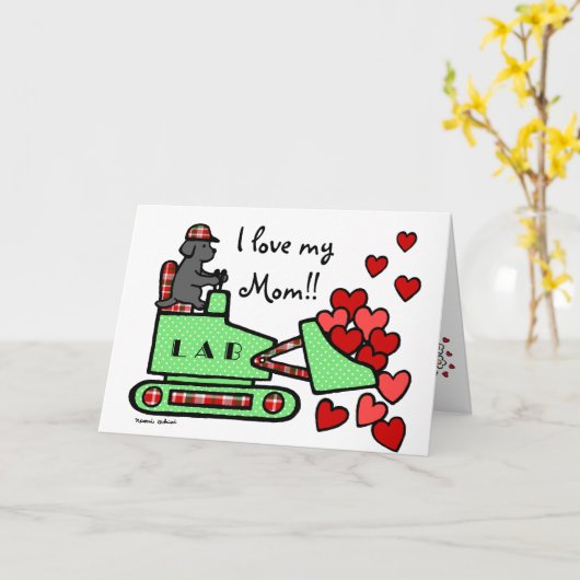 黒いラブラドールはあなたのハートの母の日を盗みました カード (黄色い花)