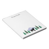 黒いラブラドールアウトライン常緑樹メモ帳 ノートパッド (アングル)