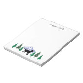 黒いラブラドールアウトライン常緑樹メモ帳 ノートパッド (回転)