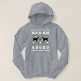 黒いラブラドールアウトライン醜いクリスマスフード付きスウェットシャツ パーカ