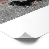 黒いラブラドールケシの間のプリント ポスター (角)