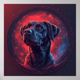 黒いラブラドールポートレートの宇宙宇宙 ポスター