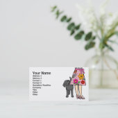 黒いラブラドール及びお母さんのスカートの漫画 名刺 (スタンド正面)