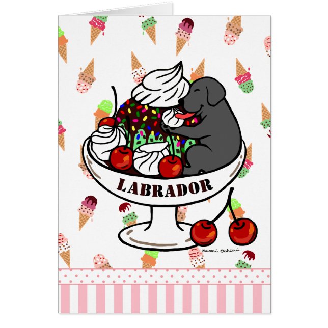 黒いラブラドール及びアイスクリームのサンデー (正面)
