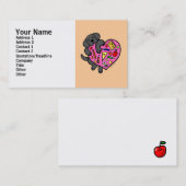 黒いラブラドール及び先生のハートの漫画 名刺 (正面/裏面)