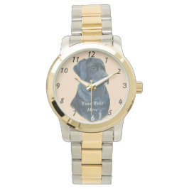 黒いラブラドール犬の生き生きとしたポートレート写真 腕時計