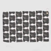 黒いラブラドール犬ペット写真 ゴルフタオル (横)