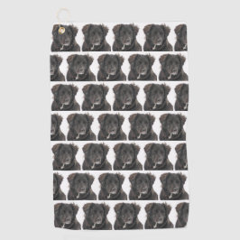 黒いラブラドール犬ペット写真 ゴルフタオル