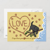 黒いラブラドール砂文字マンガ ポストカード (正面/裏面)