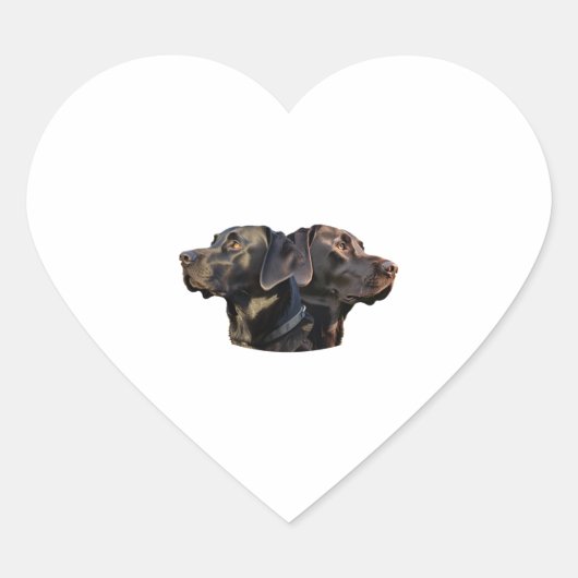 黒いラブラドール ハートシール (正面)