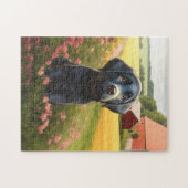 黒いラブラドール・レトリーバーの子犬 ジグソーパズル (横)