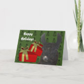 黒いラマの家畜のクリスマスの休日カード シーズンカード (正面)