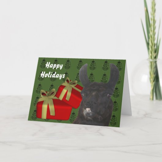 黒いラマの家畜のクリスマスの休日カード シーズンカード (正面)