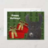 黒いラマの家畜のクリスマスの休日 シーズンポストカード (正面/裏面)