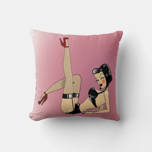 黒いランジェリーのかわいらしいPin! クッション (正面)