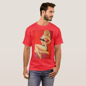 黒いランジェリーのセクシーな女性 Tシャツ (正面フル)