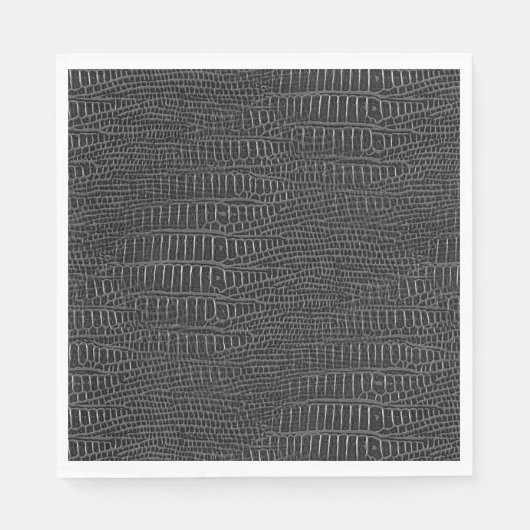 黒いリアルなアリゲータースキンの外観 スタンダードランチョンナプキン (正面)