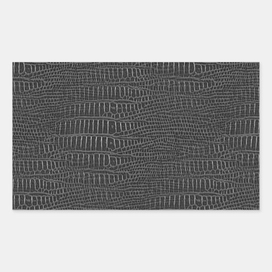 黒いリアルなアリゲータースキンの外観 長方形シール (正面)