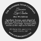 黒いリップクリーム錫ラベル ラウンドシール (正面)