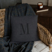 黒いリネンのテクスチャモノグラム クッション