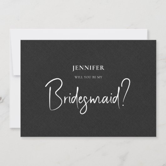 黒いリネンの白い台本は私の花嫁になる 招待状 (正面)