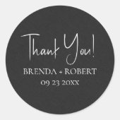 黒いリネンシンプルのスクリプト歓迎ステッ感謝していク ラウンドシール (正面)