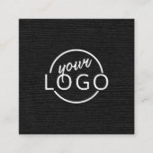 黒いリネンミニマモダンリストカスタムのロゴ スクエア名刺 (正面)