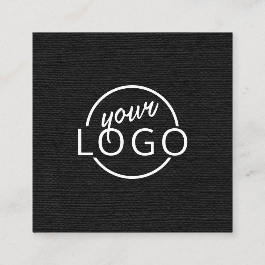 黒いリネンミニマモダンリストカスタムのロゴ スクエア名刺 (正面)