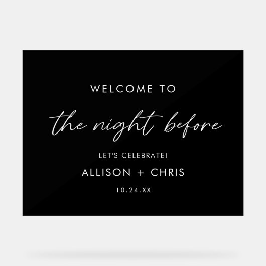 黒いリハーサルの夕食の前の夜 アクリルサイン (正面)