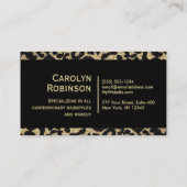 黒いリボンが付いているヒョウのプリント 名刺 (裏面)