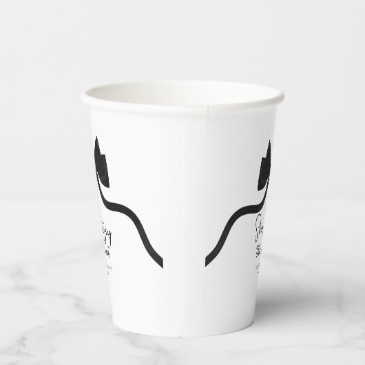 黒いリボンで彼女は結婚式の準備中 ブライダルシャワー 紙コップ (右)