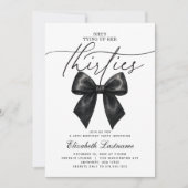 黒いリボンで縛る三十路 40歳の誕生日 招待状 (正面)