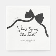 黒いリボンで「結婚する彼女」のおしゃれなナプキン　ブライズシャワー