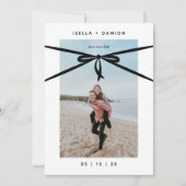 黒いリボンとBOW日付を保存 招待状 (正面)