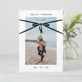 黒いリボンとBOW日付を保存 招待状