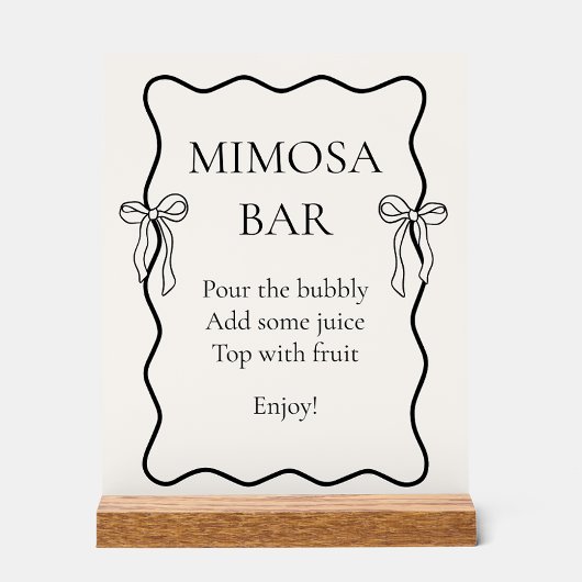 黒いリボンのお結び ブライダルシャワーミモザバー アクリルサイン