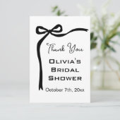黒いリボンのウェディングシャワーのお祝い サンキューカード (スタンド正面)