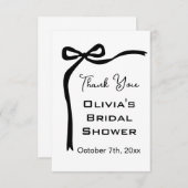黒いリボンのウェディングシャワーのお祝い サンキューカード (正面/裏面)