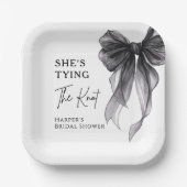 黒いリボンのウェディングシャワーを計画中 ペーパープレート (正面)